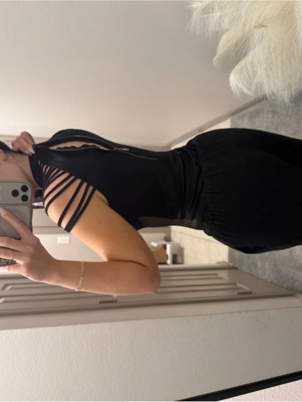 Love Moschino Black Mesh Panel strappy Bodysuit - Picture 3 of 6